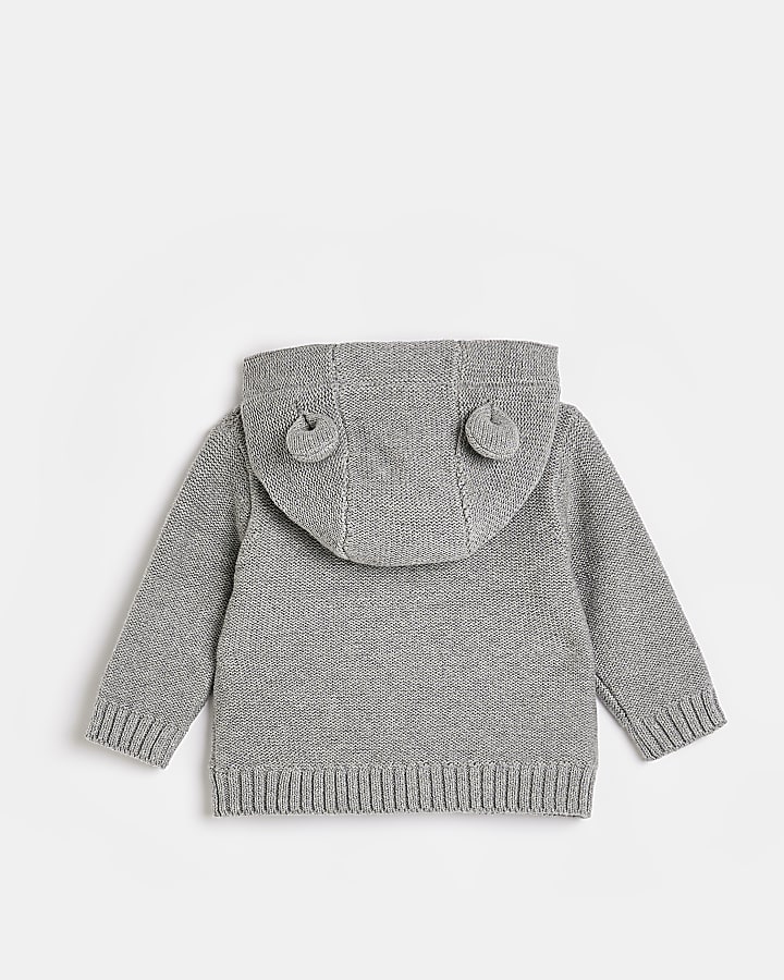Baby Grey Button Up Hooded Cardigan