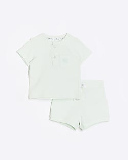 Baby light green organic Rib T-shirt set