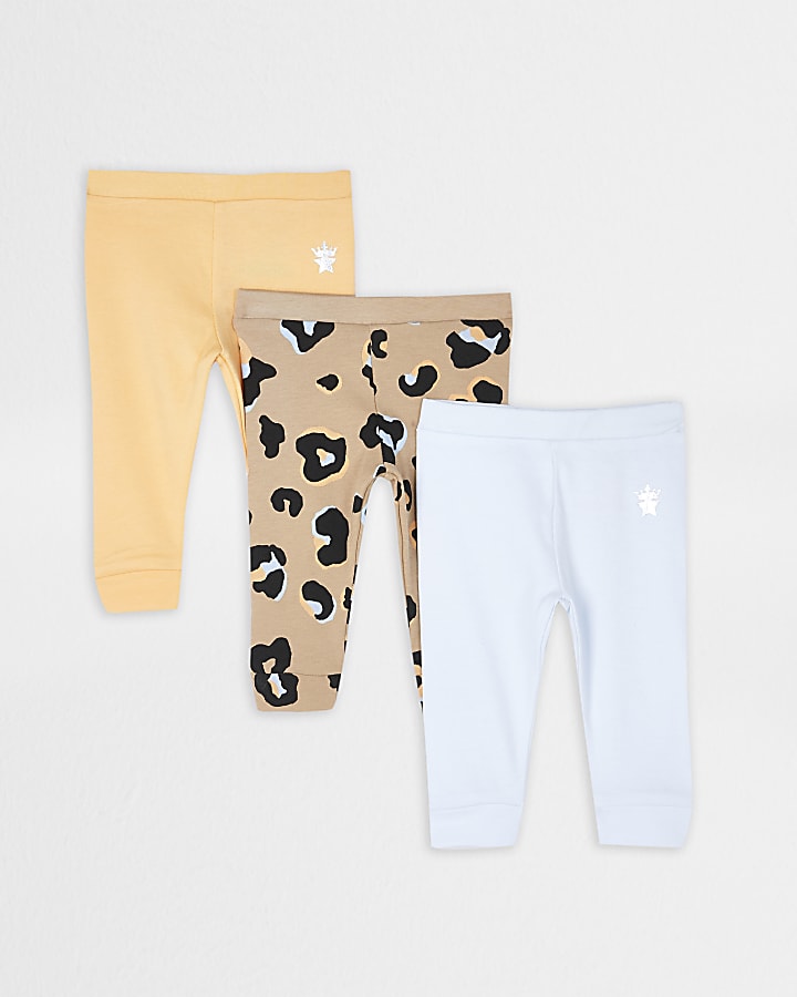 Baby orange leopard print leggings 3 pack