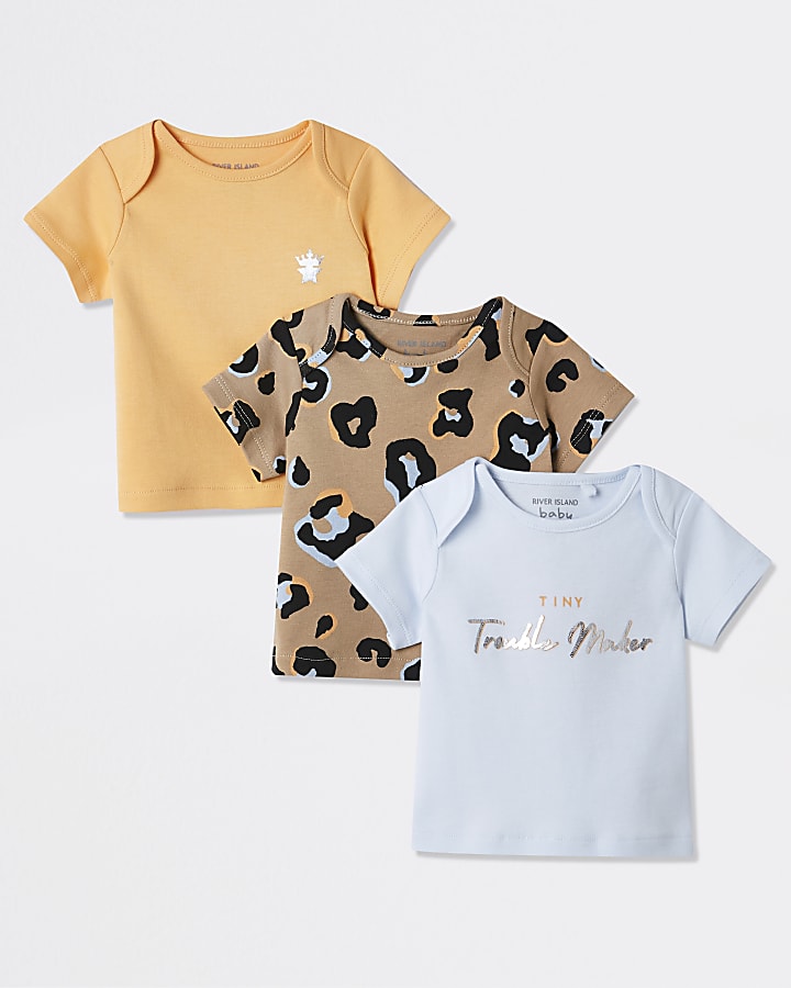 Baby orange leopard print t-shirt 3 pack