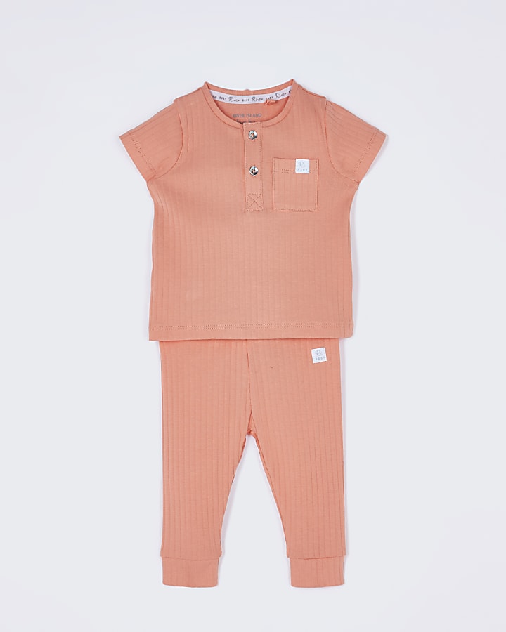 Baby orange ribbed outfit