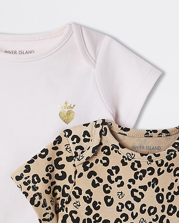 Baby pink leopard 'lovely' t-shirt 3 pack