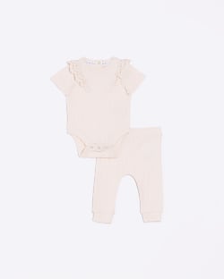 Baby pink pointelle all in one set