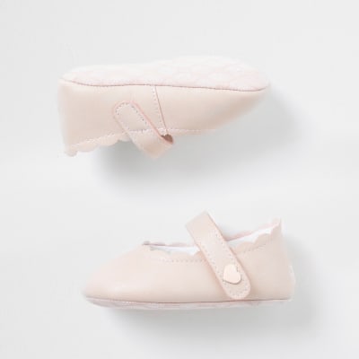 Baby Pink Scallop Trim Shoes River Island