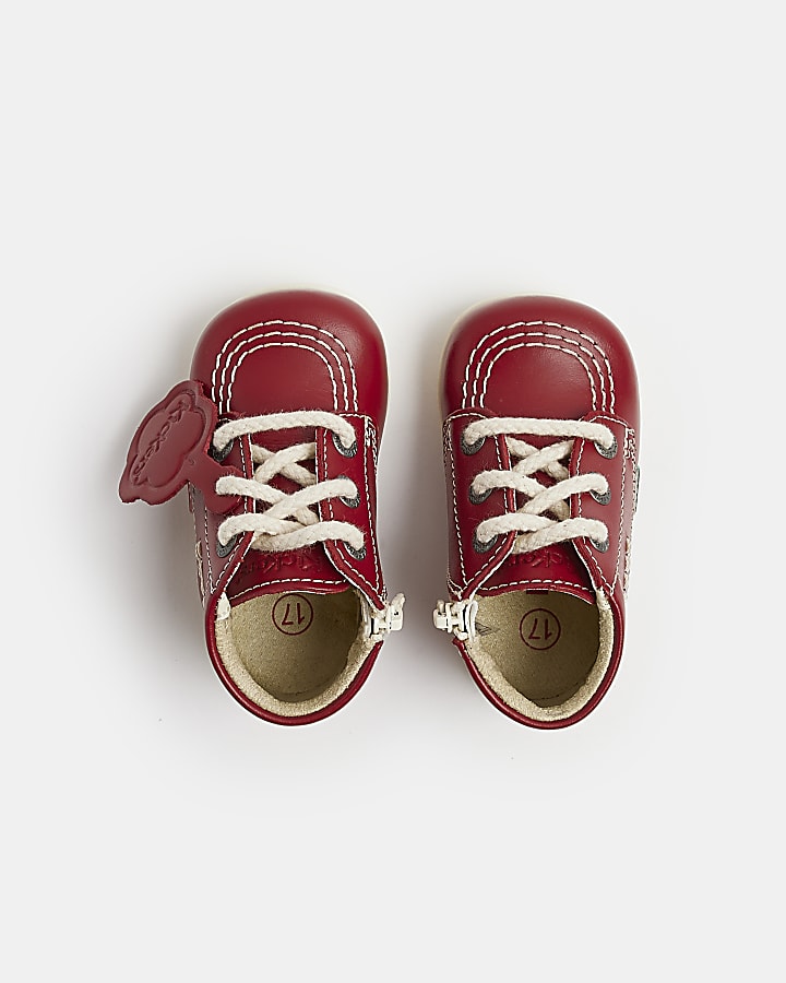 Baby Red Kickers Leather Ankle Boots
