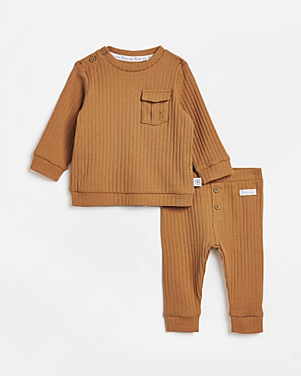 Baby rust organic ribbed outfit