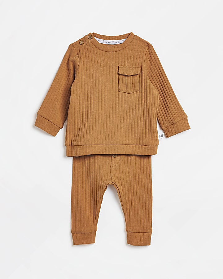 Baby rust organic ribbed outfit