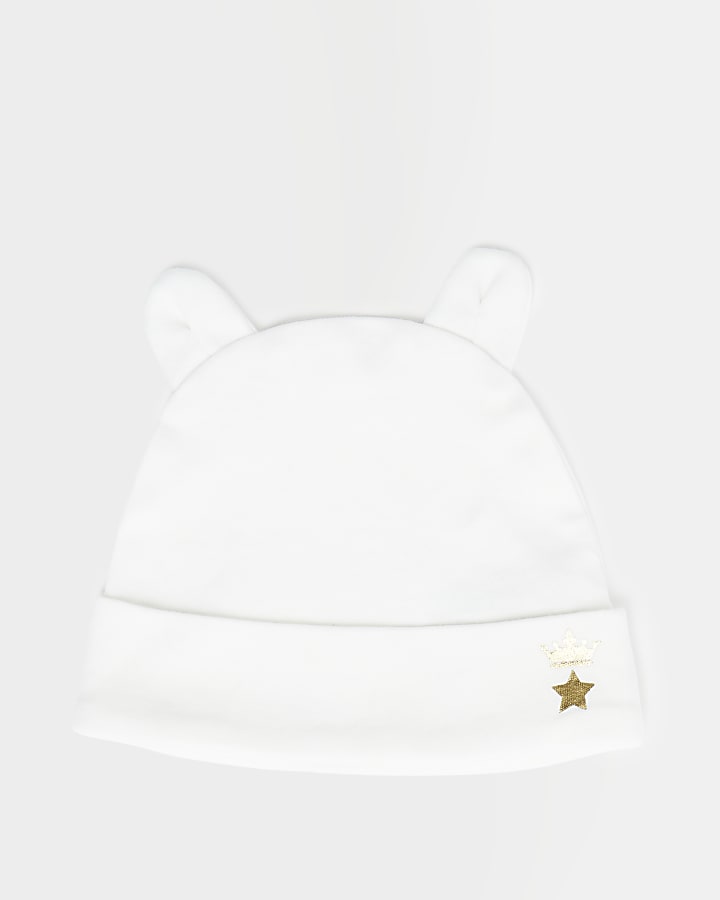 Baby white beanie ear hat