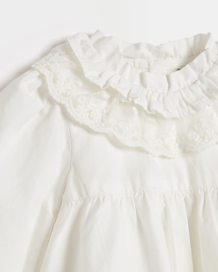 Baby white frill collar occasion dress set