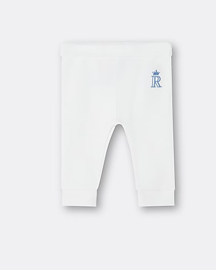 Baby white RI embroidered leggings