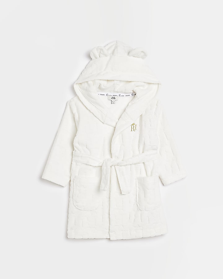Baby White RI hooded ear cosy Dressing Gown