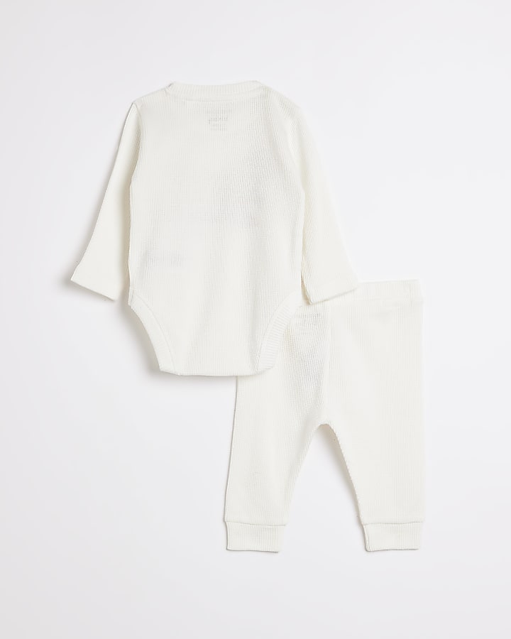 Baby White 'Santa Baby' Waffle outfit