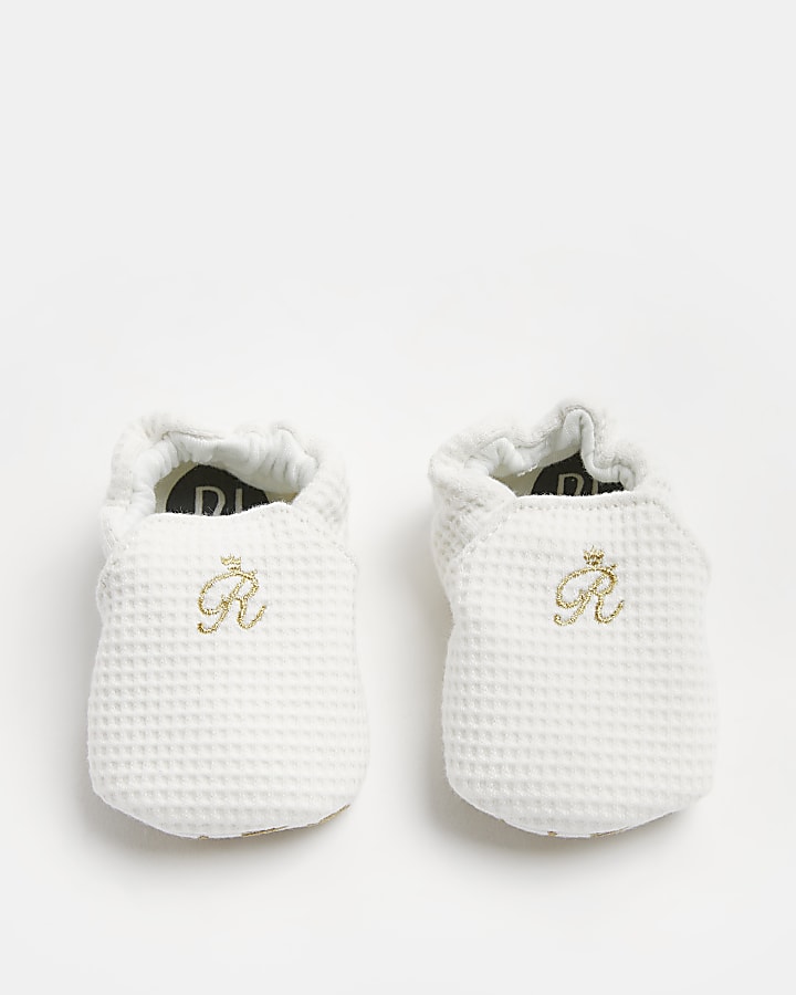 Baby white waffle RI slippers
