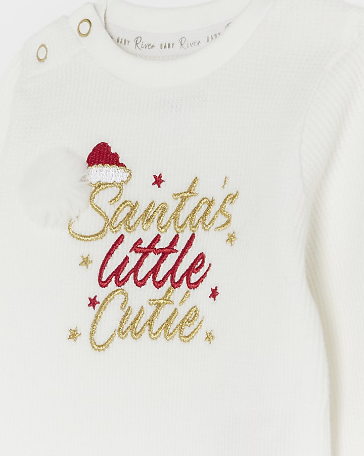 Baby White Waffle Santa's Little Cutie Outfit