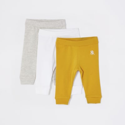 Baby yellow leggings 3 pack River Island
