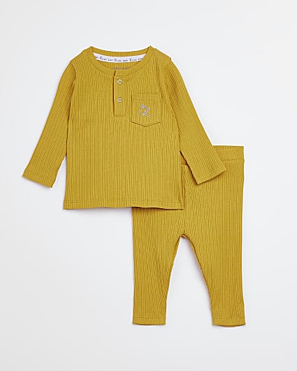 Baby yellow long sleeve ribbed outfit
