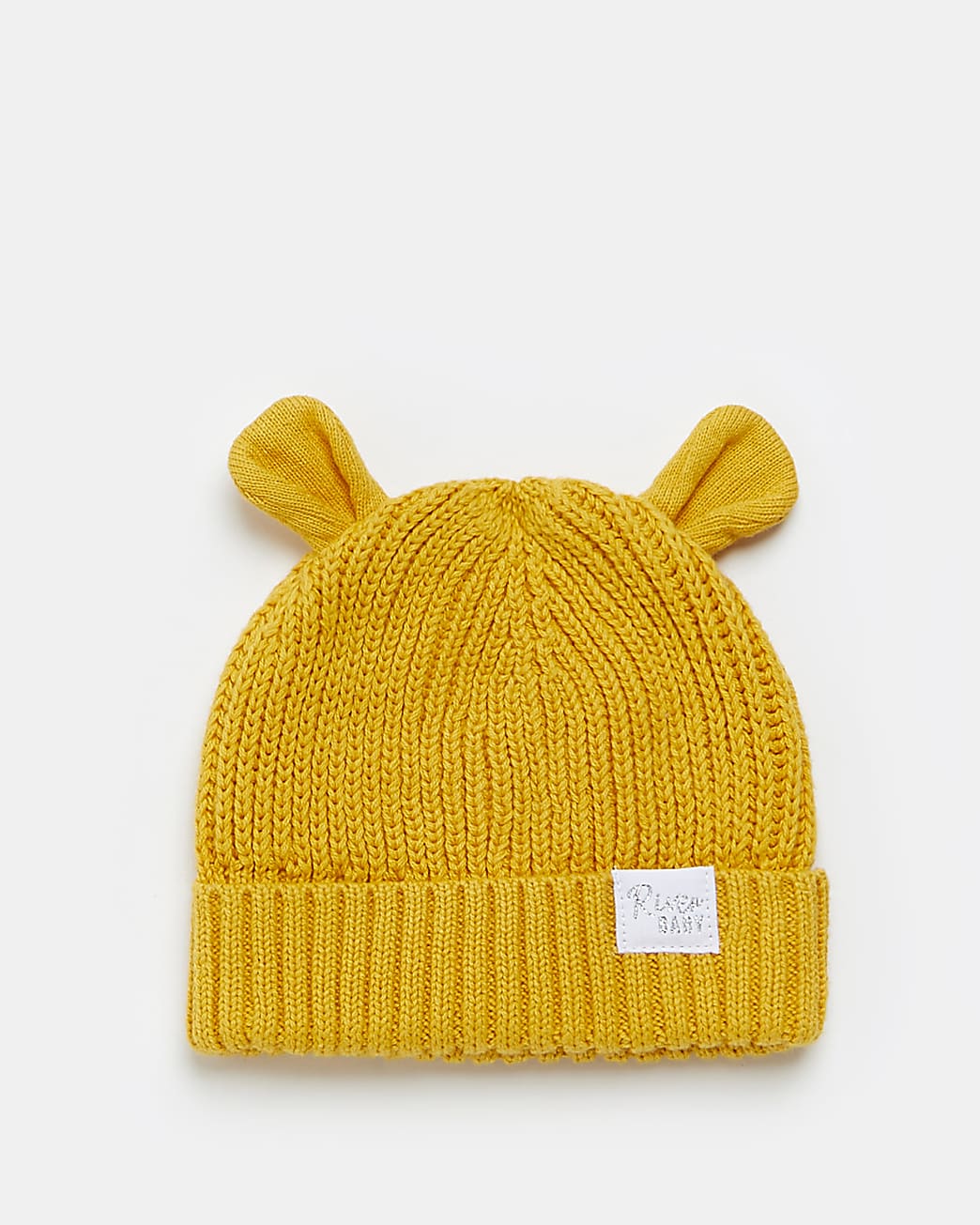 Baby yellow rib bear ears beanie hat