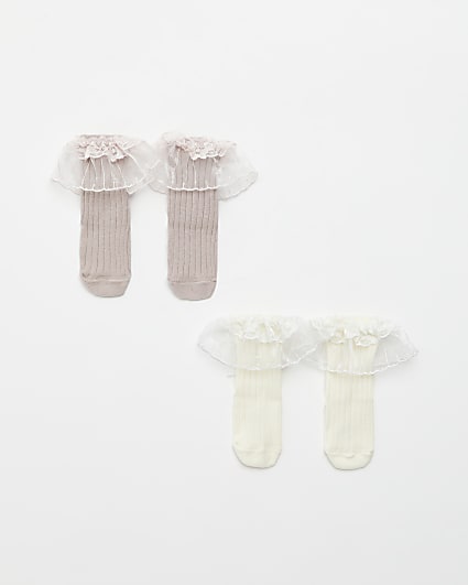 Babyt girls cream frill socks 2 pack