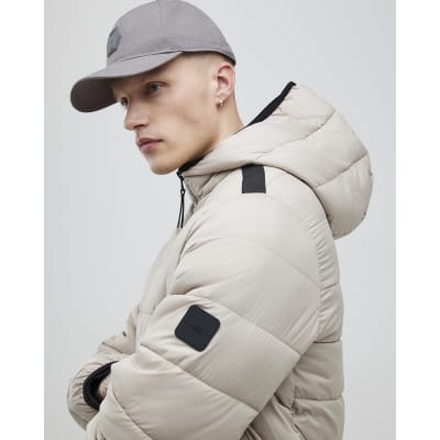 Beige  Hooded Puffer Jacket