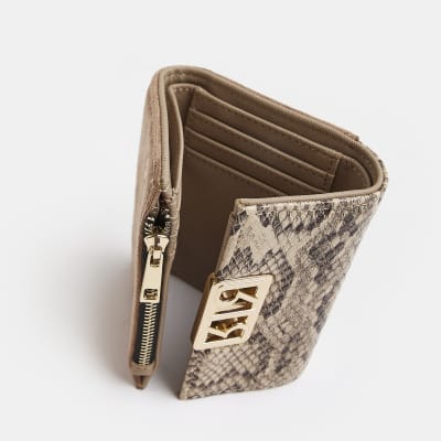 Beige animal print foldover purse