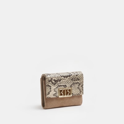 Beige animal print foldover purse