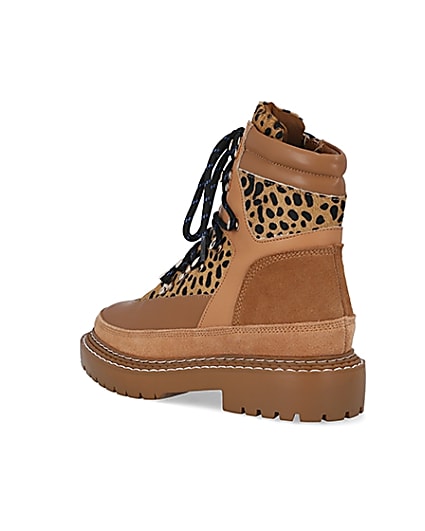 360 degree animation of product Beige animal print hiking boots frame-6