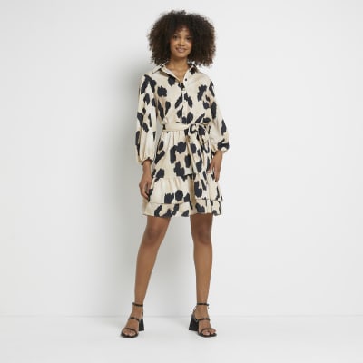 river island leopard print shirt dress