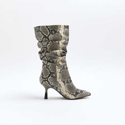 Beige faux snake hot sale ankle boot