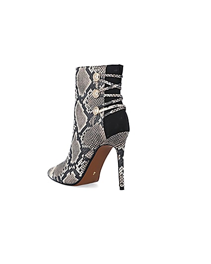 360 degree animation of product Beige animal print tie up heeled boots frame-6