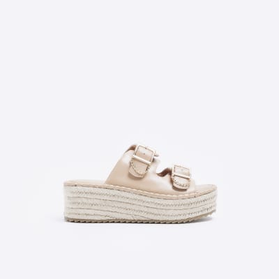 Beige backless wedge espadrilles River Island