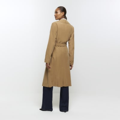 River island longline camel clearance coat