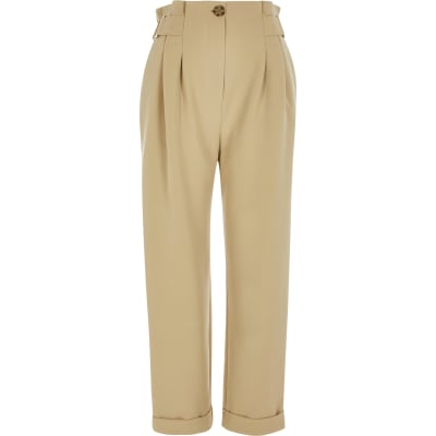 beige tapered trousers