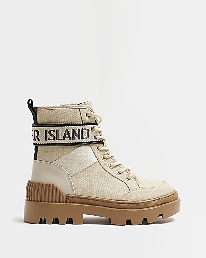 Beige canvas boots
