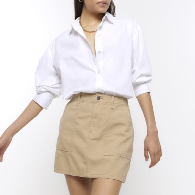 Beige Cargo Mini Skirt River Island