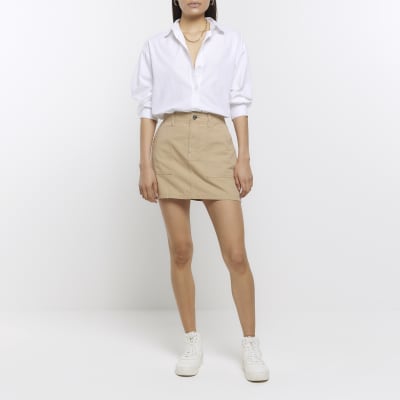 Beige Cargo Mini Skirt | River Island