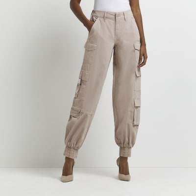 beige cargo trousers womens