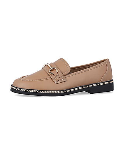 360 degree animation of product Beige chain detail loafers frame-2