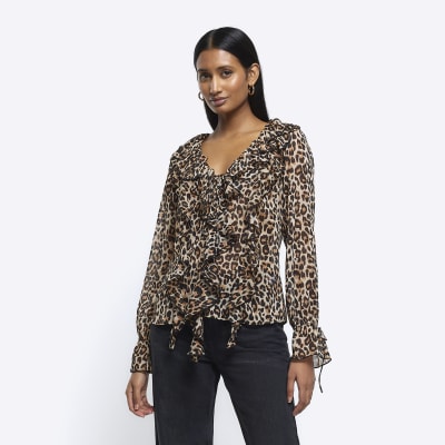 animal print long blouse