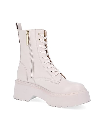 360 degree animation of product Beige chunky ankle boots frame-17