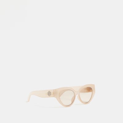 Beige chunky cat eye sunglasses