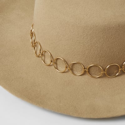 Beige circle chain Fedora hat