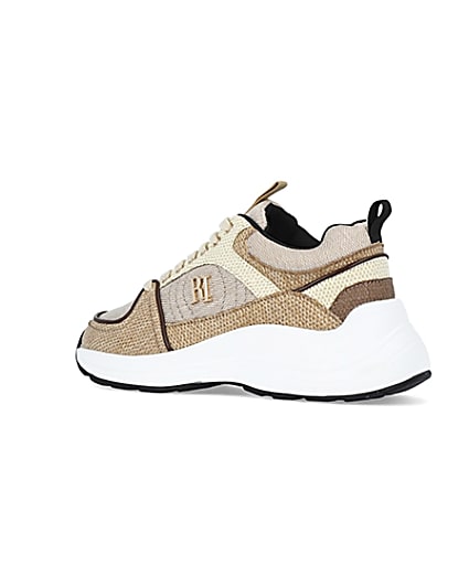360 degree animation of product Beige colour block chunky trainers frame-5