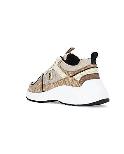 360 degree animation of product Beige colour block chunky trainers frame-6