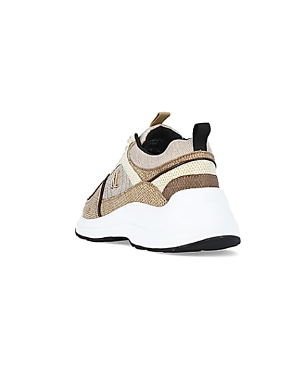 360 degree animation of product Beige colour block chunky trainers frame-7