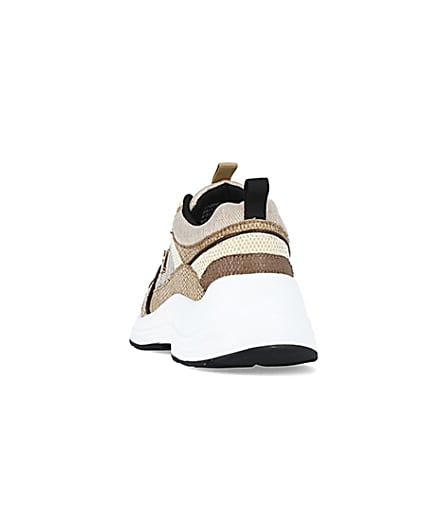 360 degree animation of product Beige colour block chunky trainers frame-8