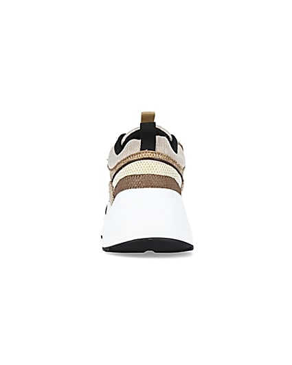 360 degree animation of product Beige colour block chunky trainers frame-9