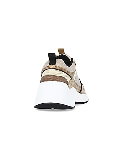 360 degree animation of product Beige colour block chunky trainers frame-10
