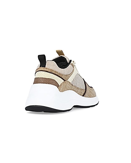 360 degree animation of product Beige colour block chunky trainers frame-11
