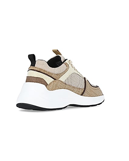 360 degree animation of product Beige colour block chunky trainers frame-12