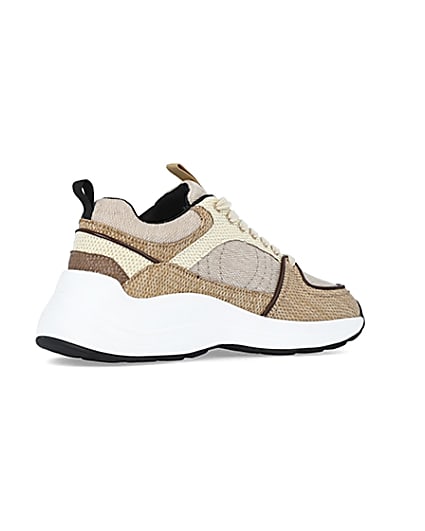 360 degree animation of product Beige colour block chunky trainers frame-13
